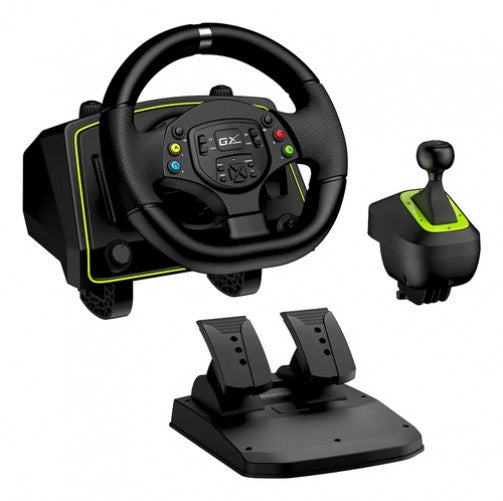 Volante con pedales y palanca Genius SpeedMaster X2, Vibracion, Usb, Negro