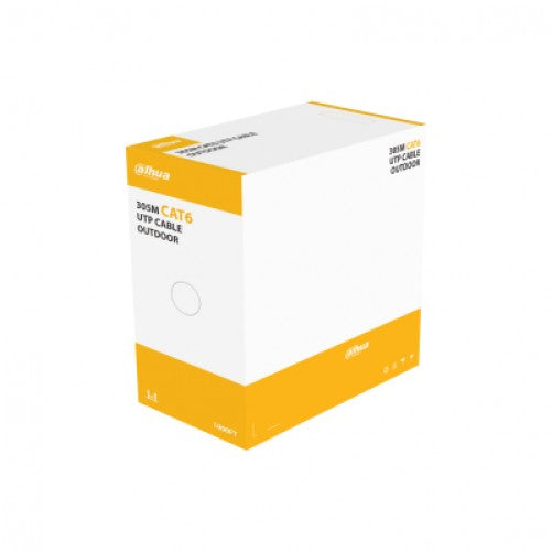 Bobina de cable UTP Dahua CAT6, Exterior, 305mts, Cubierta MDPE, 100% cobre, Negro