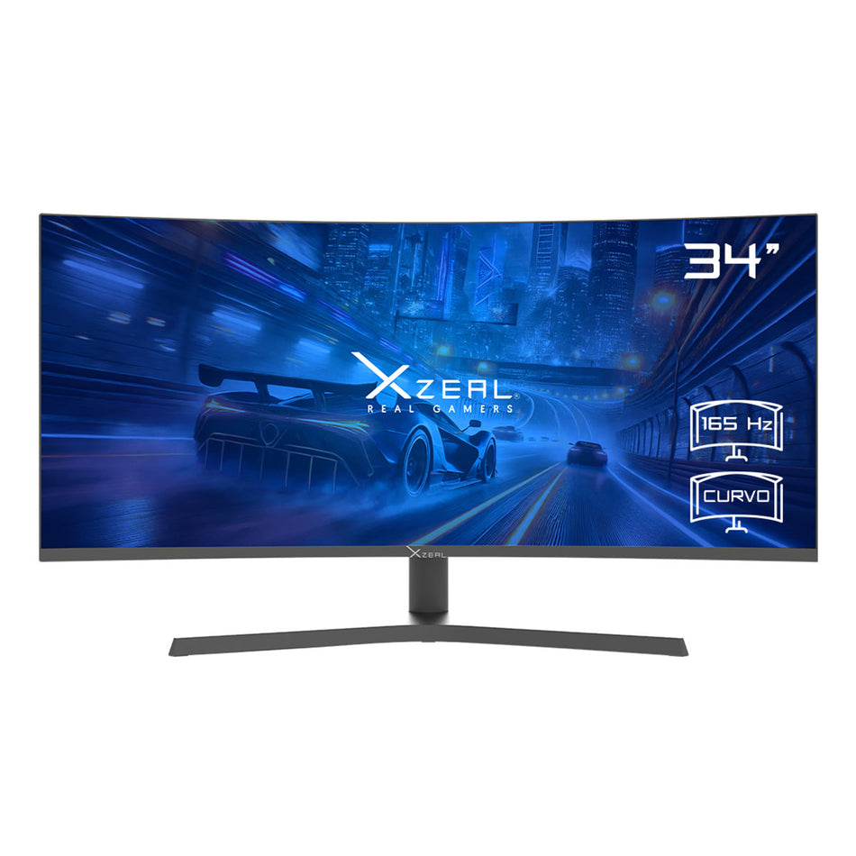 Monitor XZEAL Gamer Curvo XZ6010-1 34", 165HZ, VA, 4ms, FREESYNC, FULL HD, DP, HDMI, Negro