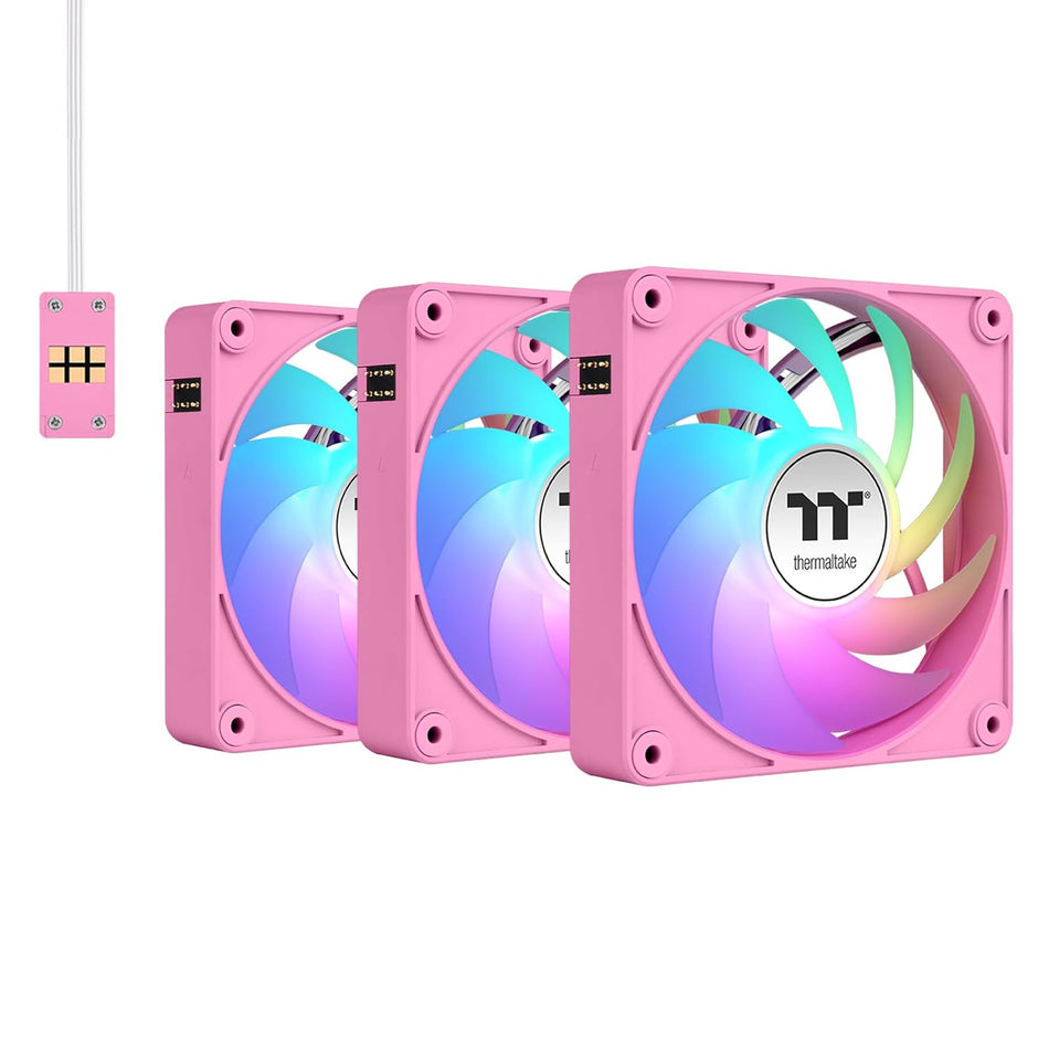 Kit De 3 Ventiladores Thermaltake CT120 EX ARGB 12 cm, 2000 RPM, Rosa