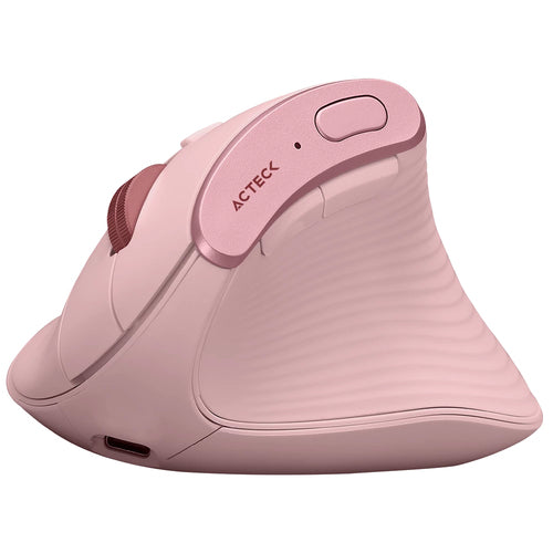 Mouse Vertical Acteck Virtuos Fitt Pro MI770 Ergonomico, Inalambrico, Bluetooth, USB-C, 2400DPI, Rosa