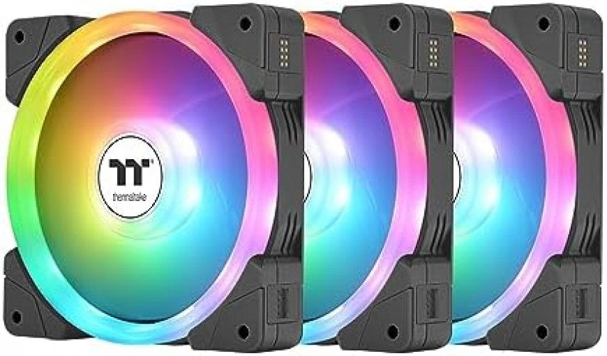 Kit 3 Ventiladores Thermaltake SWAFAN EX12,  ARGB, Conexion magnetica, Aspas reversibles, Negro