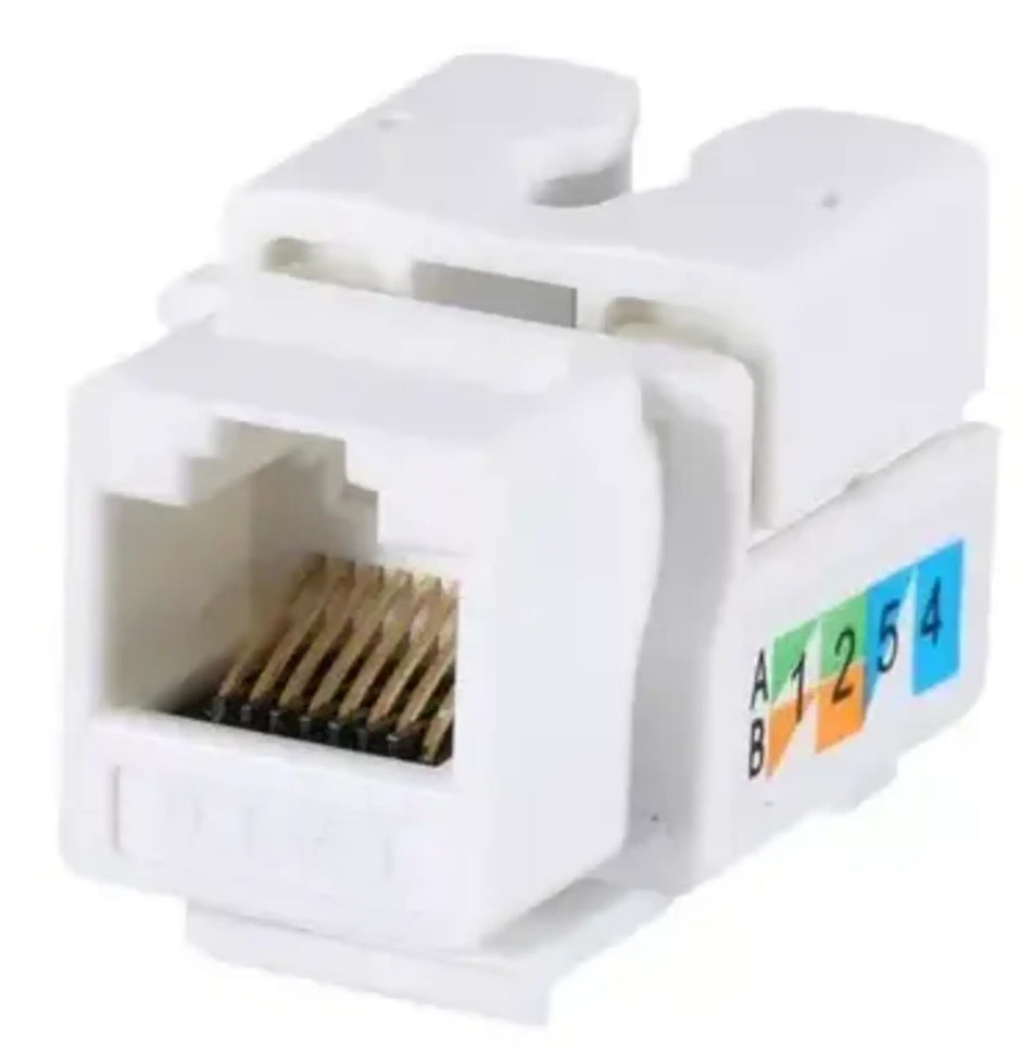JACK Saxxon keystone RJ45, 8 Hilos, CAT 6, Compatible con calibres AWG 22-26, Color blanco