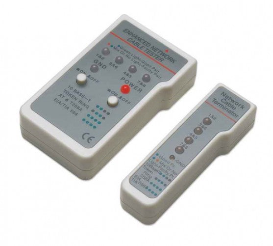 Probador de cable Intellinet RJ-45/RJ-11/UTP/STP/FTP, 4 LEDs, Beige
