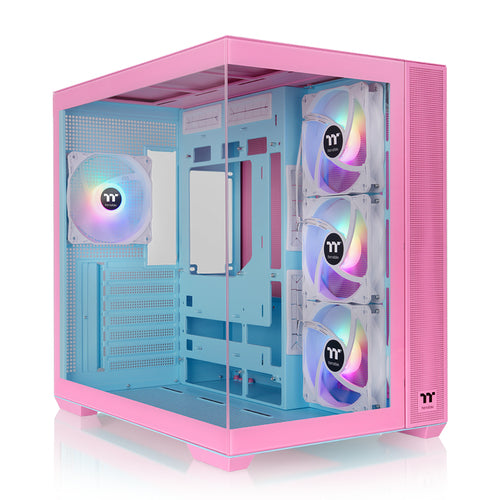 Gabinete Thermaltake View 380 TG ARGB Snow Midi Tower, Vidrio Frontal/Lateral, 4x Vent., Rosa