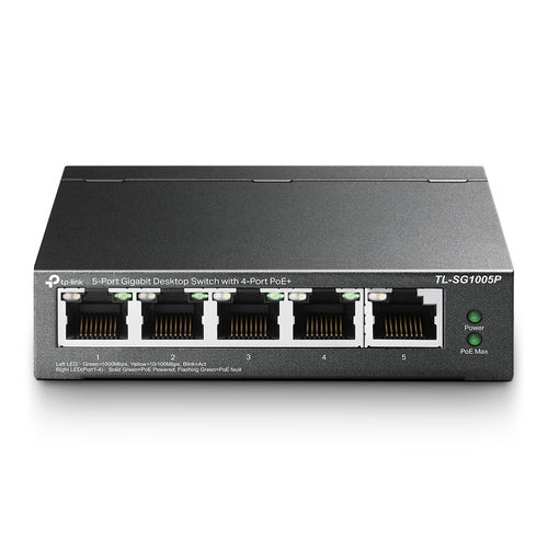 Switch TP-LINK TL-SG1005P, 5 Puertos, Gigabit (10/100/1000), 4xPoE 65W