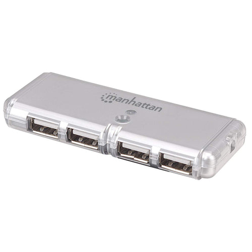 HUB Manhattan USB 2.0 de 4 puertos, 480Mbit/s, Color Gris