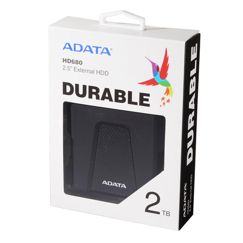 Disco duro externo ADATA Durable  HD680 2TB, 2.5 Pulgadas, Usb 3.2 Gen 1, Negro