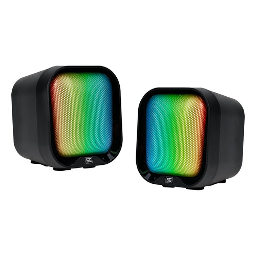Bocina Vorago SPK-109, Alambrica, 3.5mm, luz LED, USB, Negro