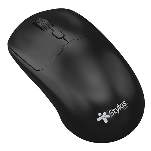 Mouse Optico Stylos STPMOI7B, 4 Botones, 1600 DPI, RF inalambrico, Recargable, Negro