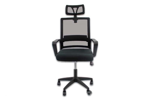 Silla gerencial MODAMOB, modelo NOVA, respaldo y cabecera de malla, soporte lumbar, piston de gas C3 120Kg, estrella aleacion  c/5 ruedas, color gris