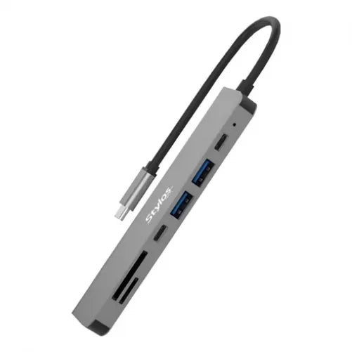 Docking Station Stylos Interfaz USB-C, HDMI, USB X2, SD, USB-C X2, MicroSD, Gris