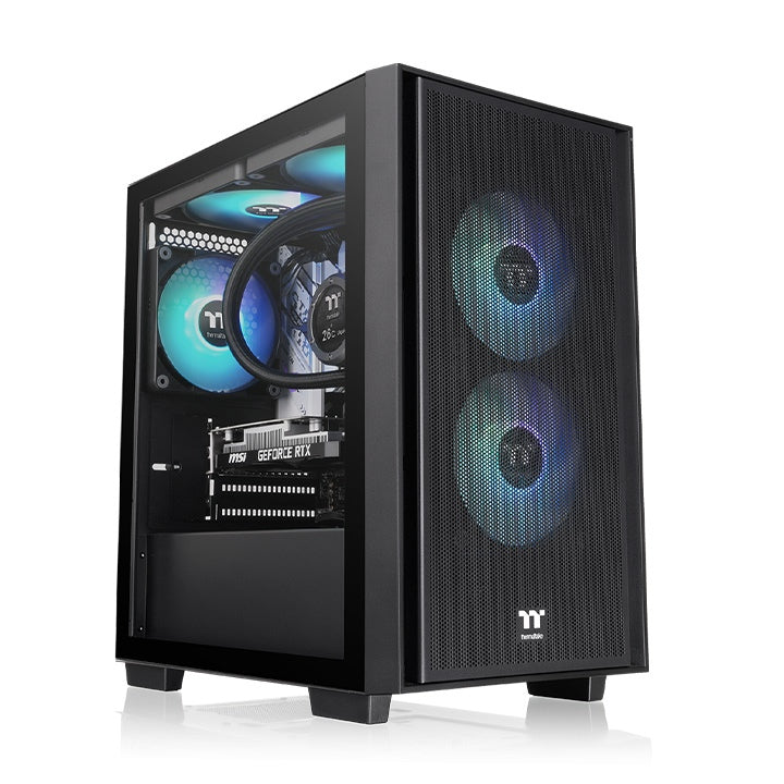 Gabinete Thermaltake Versa H16 TG ARGB Micro Tower, Ventana lateral, 3x Ventiladores, Negro
