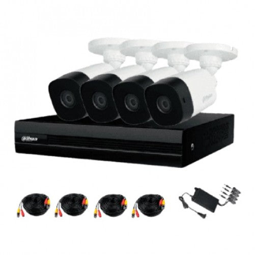 Kit de Vigilancia Dahua CCTV, DVR 8 Canales 2MP, 4 Camaras Bala, IA