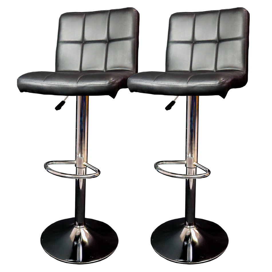 Bancos de barra MODAMOB modelo DUSK, asiento de vinipiel con respaldo, base  giratoria, piston de altura, 2 piezas, color negro