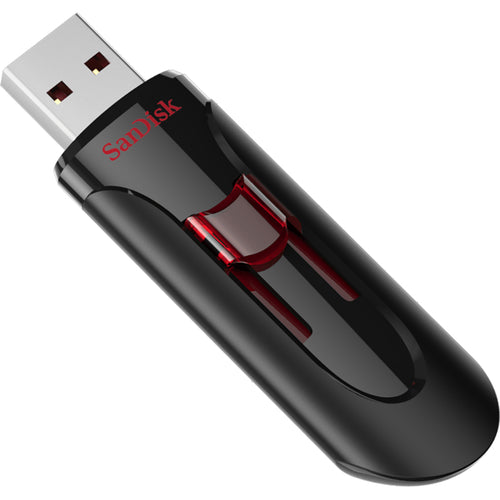Memoria Usb Sandisk Cruzer Glide Retractil, 128GB Usb 3.0, Negro/Rojo