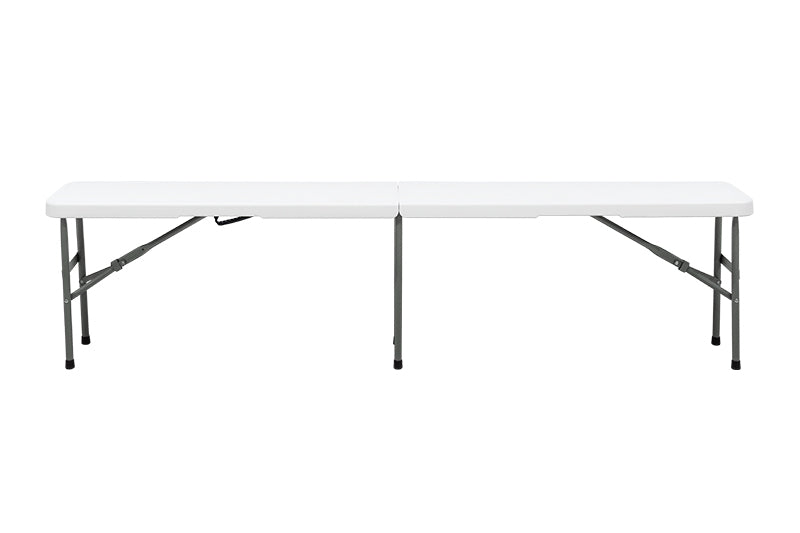 Banca plegable MODAMOB, largo 1.83mts, ancho 28cm, alto 43.5cm, tubo grosor 22mm, color blanco