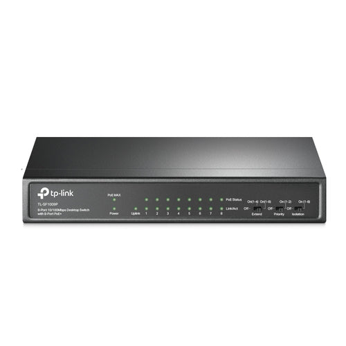 Switch TP-Link TL-SF1009P No administrado, 9 Puertos, RJ-45 9, Fast Ethernet 10/100, PoE+ 8, Negro