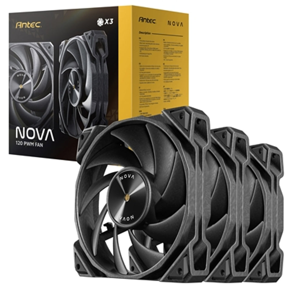 Kit De 3 Ventiladores Antec Nova 120 PWM FAN, Negro