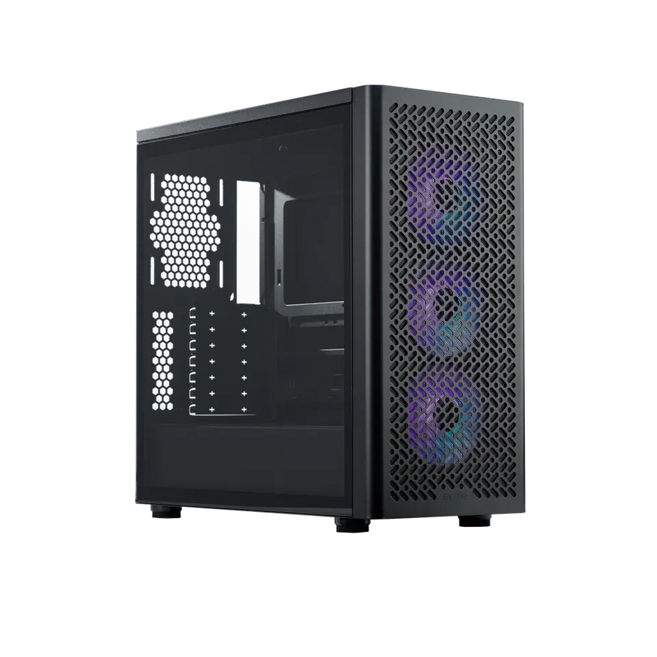 Gabinete Cooler Master Elite 502 lite, M-ITX/M-ATX/ATX/E-ATX, 4 ventiladores, Negro