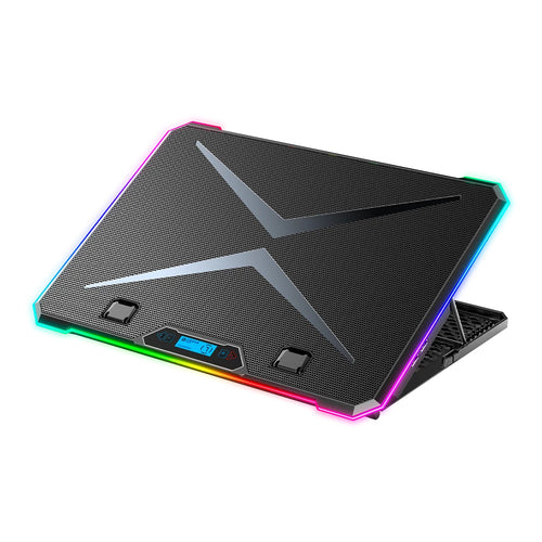 Base Enfriadora Balam Rush Eolox Freez EF707 hasta 17", 6x Ventiladores, RGB, USB, Negro