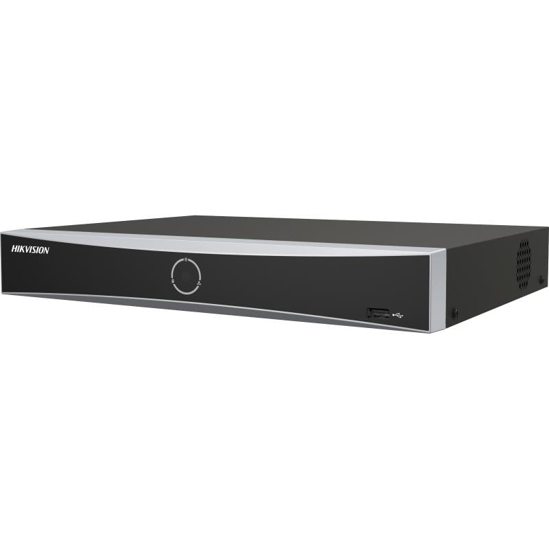 NVR Hikvision, 16 Canales IP, 12MP 4K, Reconocimiento facil, sin puertos PoE+, 1xHDD Max. 10TB