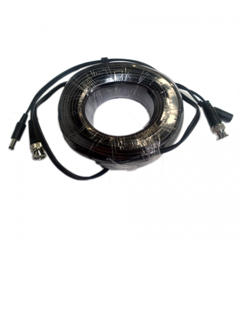 Cable SAXXON Con Conectores BNC y Plug De Energia Para Camara De Vigilancia 20 Mts, Negro