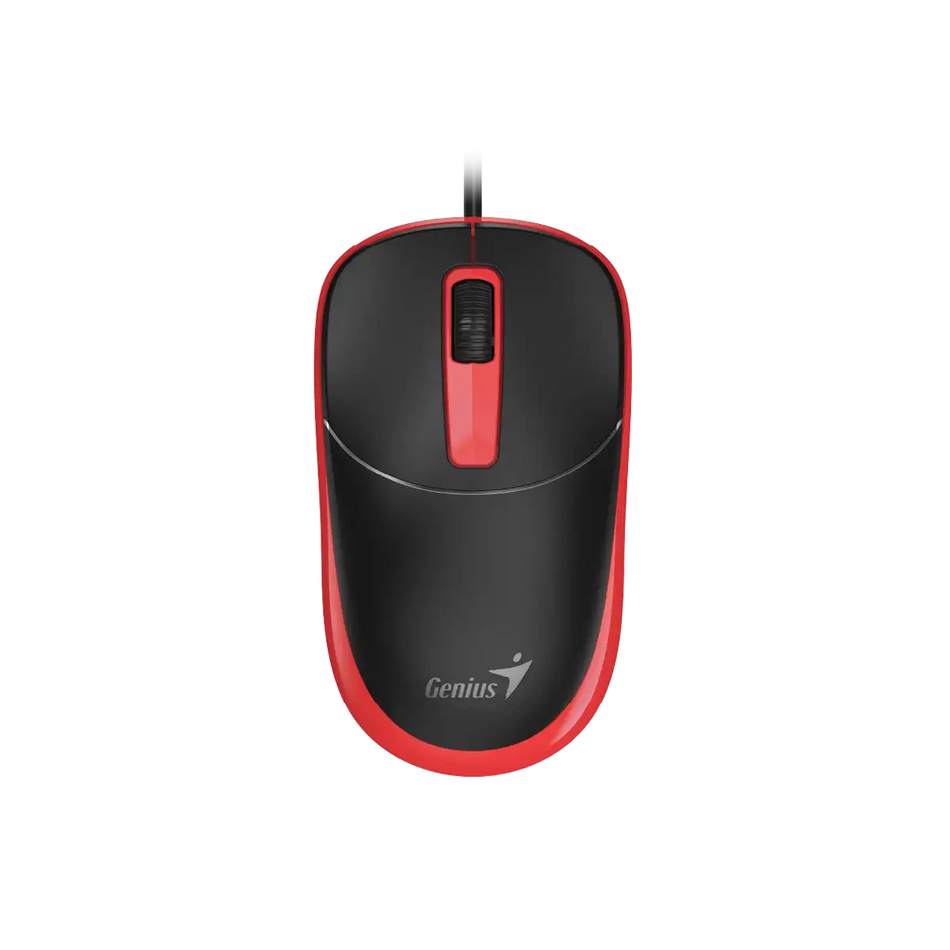 Mouse Optico Genius Alambrico DX-123, 1200 DPI, USB, Negro/Rojo
