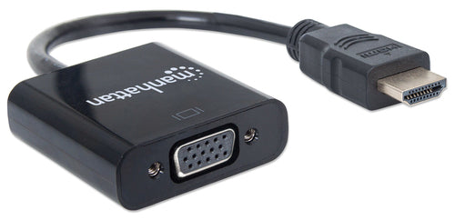 Adaptador Manhattan HDMI Macho a VGA Hembra, 1080P, 22cm, Negro
