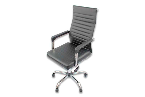 Silla gerencial MODAMOB CYGNUS, negro, vini piel, piston de altura, reposabrazos, base metalica