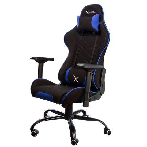 Silla Gamer Xzeal XZSXZ25A, Descansa Brazos 4 Pocisiones, 180 Grados, Soporte Lumbar, Ajuste Altura, Acero, Tela, Azul/Negro