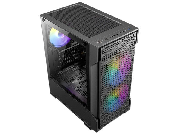 Gabinete Antec VX100M RGB, Mini Tower, Tempered Glass Side Panel, Micro-ATX, ITX, Fuente No, negro