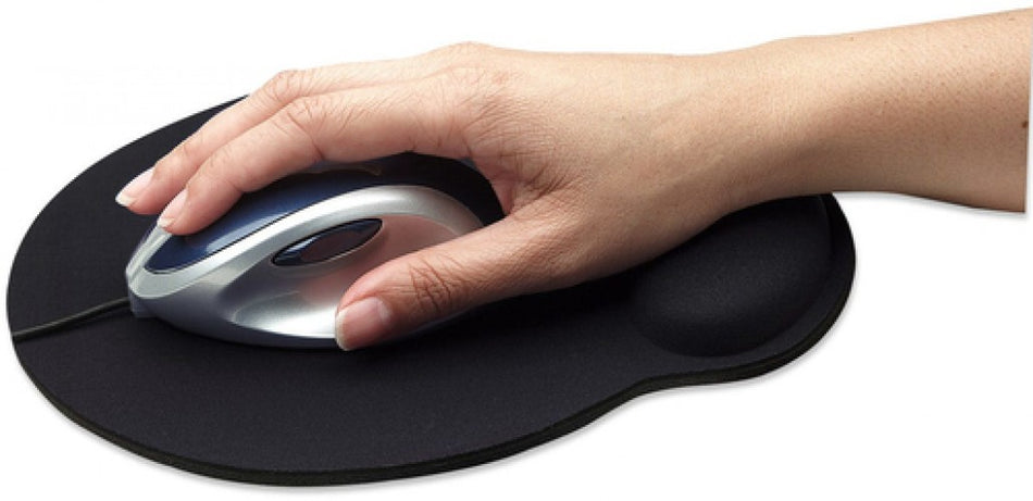 Mousepad Manhattan con descansa muneca tipo gel, Color Negro