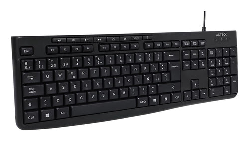 Teclado Acteck Inspire Prime TA222, Alambrico, Espanol, USB, Negro