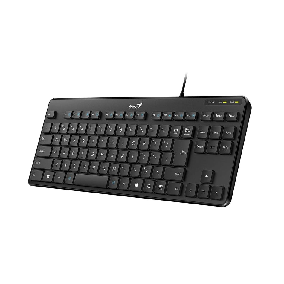 Teclado Alambrico Compacto Genius LuxeMate 110, USB, Teclas Chocolate, Negro