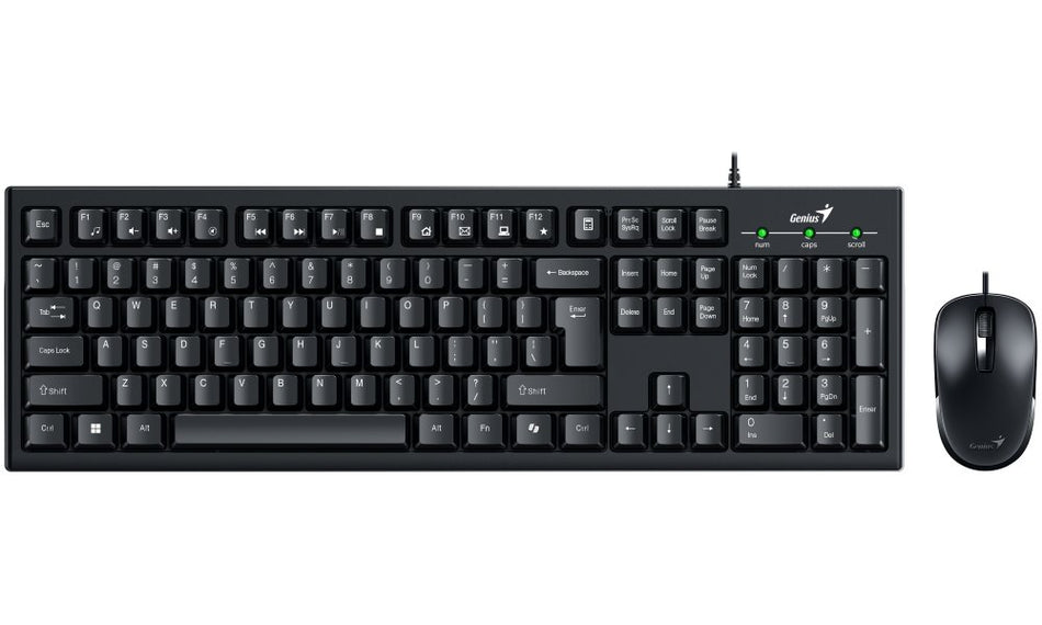 Kit Teclado y Mouse Genius KM-100SE, Alambrico, USB, 1200 DPI, Color Negro
