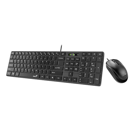 Kit Teclado y Mouse Genius SlimStar C126, Alambrico, USB, Negro