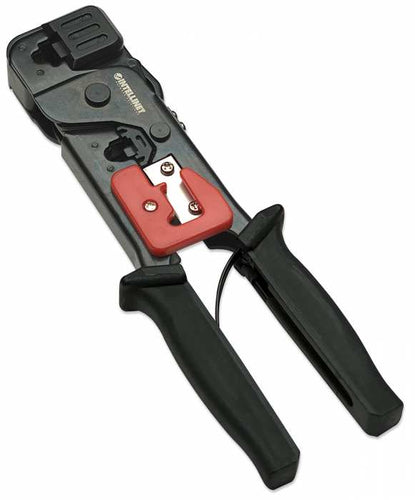 PINZA PONCHADORA INTELLINET RJ45/RJ12/RJ11 CON PELACABLE, Azul