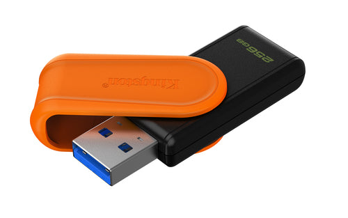 Memoria USB Kingston DataTraveler Exodia S, 256 GB, 3.2 Gen 1, Color Negro/Naranja