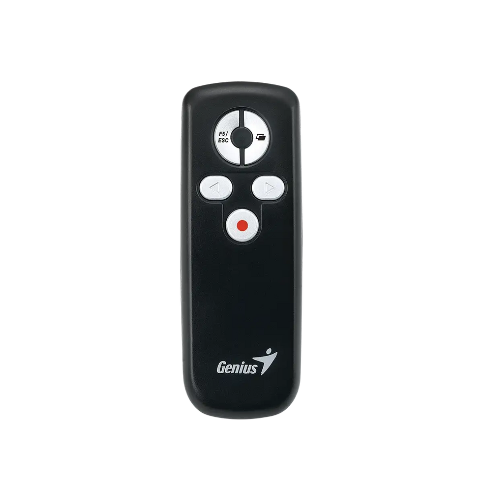 Presentador y Apuntador laser Genius Pointer 100, RF 2.4Ghz, Receptor USB, 10m, Negro