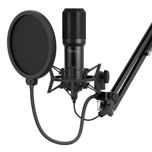 Kit De Microfono XZEAL XZ-260, Omnidireccional, USB, Filtro antipop, Negro