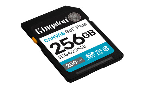 Memoria SDXC Kingston Canvas Go Plus, 256GB, Velocidad 200 MB/s, Clase 10