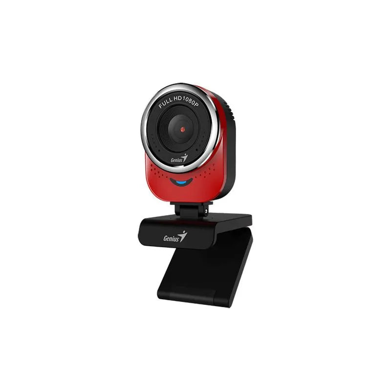 Camara Web Genius QCam 6000, Full HD, 1080P, Audio/Microfono, Rotacion 360/180, Negro, Rojo