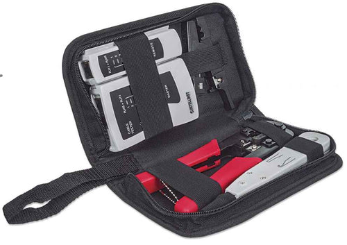 kit Intellinet de 4 herramientas para red, Probador de cable, Ponchadora, Pinza Crimpadora y Pelador de cable