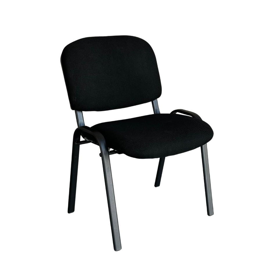 Silla de Visita MODAMOB, Asiento y Respaldo acojinado de tela negra, estructural de metal