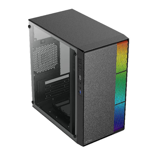 Gabinete Acteck FUSION II, Micro Tower, Micro ATX/Mini-ITX, Ventana lateral, RGB, Fuente 500w, Negro