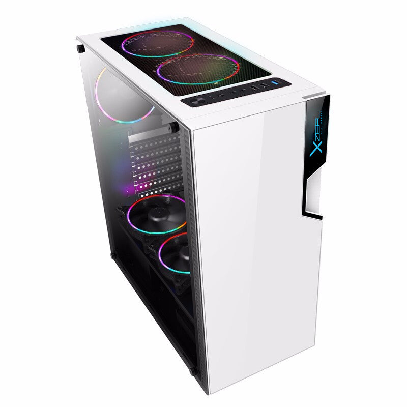 Gabinete Gaming Xzeal XZ130, Ventana Vidrio Templado, 3 Ventiladores 12cm RGB, Blanco