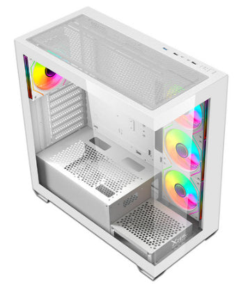 Gabinete XZEAL XZ-140, Vent. 4x120mm ARGB, Midi-Tower, ATX/Micro-ATX/Mini-ITX, USB 2.0/3.0, Blanco