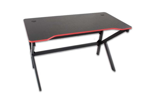 Escritorio Gamer MODAMOB CETUS, superficie negra perfil rojo, estructura metalica, 120x61x75cm