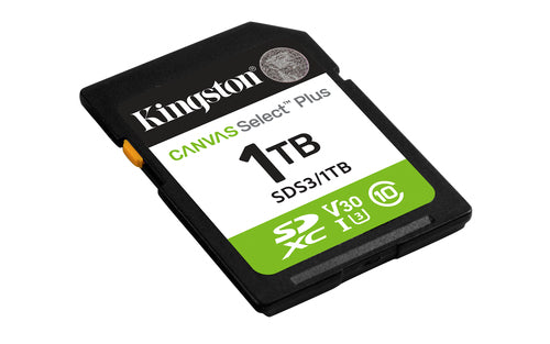 Memoria SD Kingston 1TB, Technology Canvas Select Plus Gen3 , Velocidad 150 MB/s, Clase 10